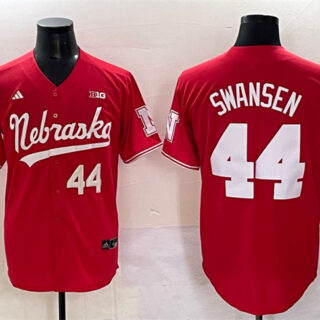 Men's Nebraska Huskers #44 Gabe Swansen Red Back 2 Back Champions Patch Vapor Premier Limited Stitched Jersey