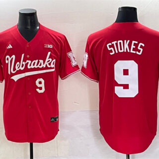 Men's Nebraska Huskers #9 Rhett Stokes Red Back 2 Back Champions Patch Vapor Premier Limited Stitched Jersey