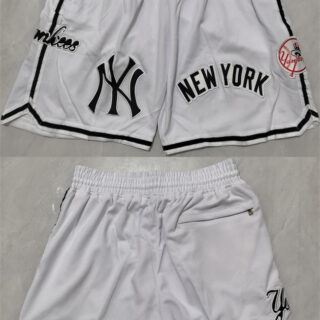 Men's New Yok Yankees White Shorts (Run Small)