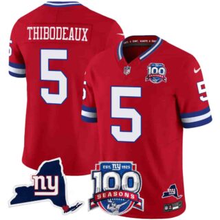 Men's New York Giants 100th Season & State Patch Vapor Limited Jersey All Stitched 5 Kayvon Thibodeaux