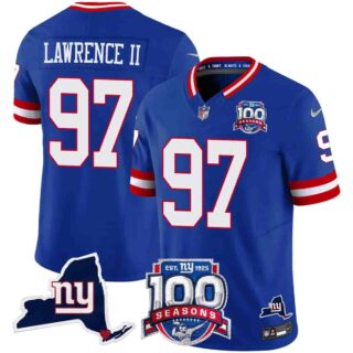 Men's New York Giants 100th Season & State Patch Vapor Limited Jersey All Stitched 97Dexter Lawrence II
