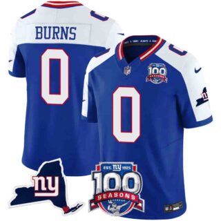 Men's New York Giants 100th Season & State Patch Vapor Limited Jersey All Stitched Brian Burns 0