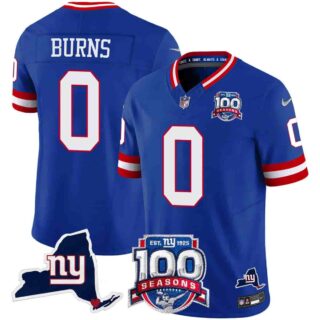 Men's New York Giants 100th Season & State Patch Vapor Limited Jersey All Stitched Brian Burns 0