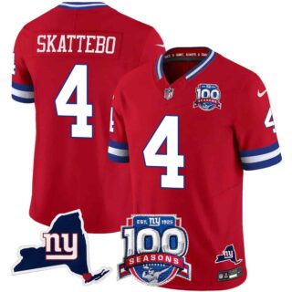 Men's New York Giants 100th Season & State Patch Vapor Limited Jersey All Stitched Cam Skattebo 4