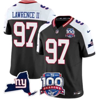 Men's New York Giants 100th Season & State Patch Vapor Limited Jersey All Stitched Dexter Lawrence II