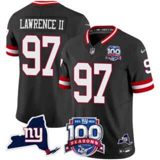 Men's New York Giants 100th Season & State Patch Vapor Limited Jersey All Stitched Dexter Lawrence II 97