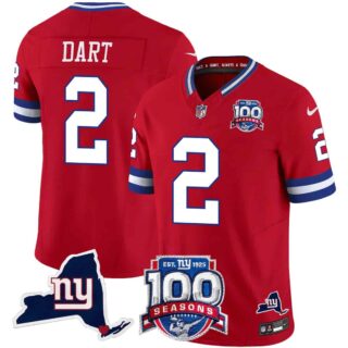 Men's New York Giants 100th Season & State Patch Vapor Limited Jersey All Stitched Jaxson Dart 2