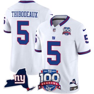 Men's New York Giants 100th Season & State Patch Vapor Limited Jersey All Stitched Kayvon Thibodeaux 5