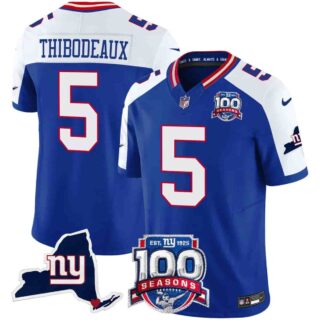 Men's New York Giants 100th Season & State Patch Vapor Limited Jersey All Stitched Kayvon Thibodeaux 5
