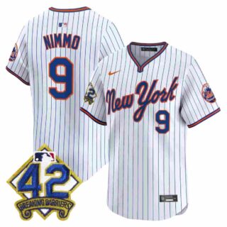 Men's New York Mets 2025 Jackie Robinson Patch Road Alternate Jersey All Stitched Brandon Nimmo #9