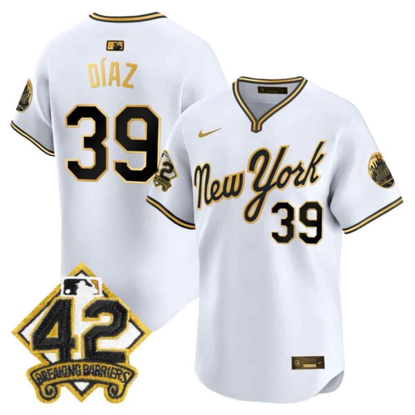 Men's New York Mets 2025 Jackie Robinson Patch Road Alternate Jersey All Stitched Edwin Diaz #39