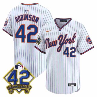 Men's New York Mets 2025 Jackie Robinson Patch Road Alternate Jersey All Stitched Jackie Robinson