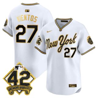 Men's New York Mets 2025 Jackie Robinson Patch Road Alternate Jersey All Stitched Mark Vientos #27