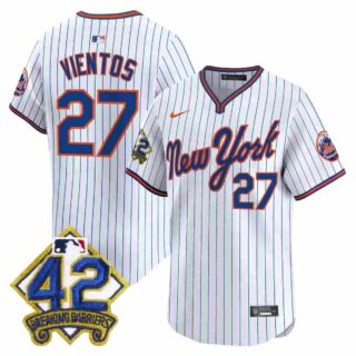 Men's New York Mets 2025 Jackie Robinson Patch Road Alternate Jersey All Stitched Mark Vientos #27