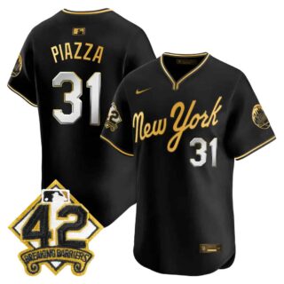 Men's New York Mets 2025 Jackie Robinson Patch Road Alternate Jersey All Stitched Mike Piazza -31