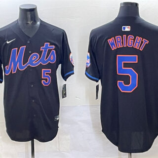 Men's New York Mets #5 David Wright Black Limited Stitched Baseball Jersey