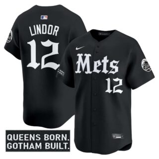 Men's New York Mets 'Gotham Gothic Edition' Vapor Premier Limited Jersey All Stitched Francisco Lindor