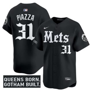 Men's New York Mets 'Gotham Gothic Edition' Vapor Premier Limited Jersey All Stitched Mike Piazza