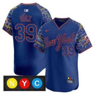 Men's New York Mets Subway Style Vapor Premier Limited Jersey Stitched Edwin Diaz #39