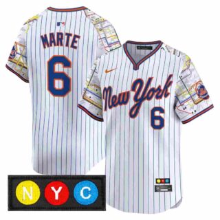 Men's New York Mets Subway Style Vapor Premier Limited Jersey Stitched Starling Marte #6