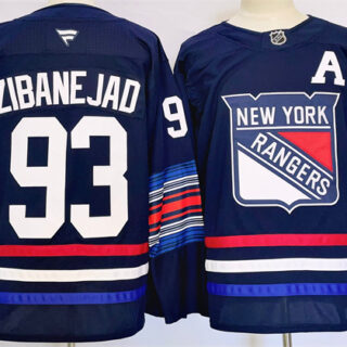 Men's New York Rangers #93 Mika Zibanejad Navy 2024-25 Stitched Jersey