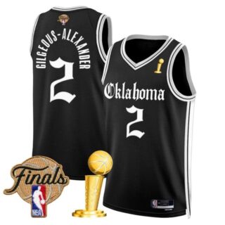 Men's Oklahoma City Thunder #2 Gilgeous-Alexander 2025 Champions 'Gothic Storm Edition' Swingman Black Jersey All Stitched