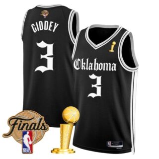 Men's Oklahoma City Thunder #3 Josh Giddey 2025 Champions 'Gothic Storm Edition' Swingman Black Jersey All Stitched