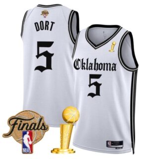 Men's Oklahoma City Thunder #5 Luguentz Dort 2025 Champions 'Gothic Storm Edition' Swingman Jersey All Stitched