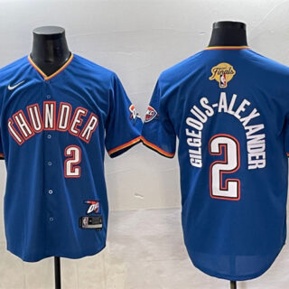 Men's Oklahoma City Thunder #2 Shai Gilgeous-Alexander Blue 2025 Finals Vapor Stitched Baseball Jersey