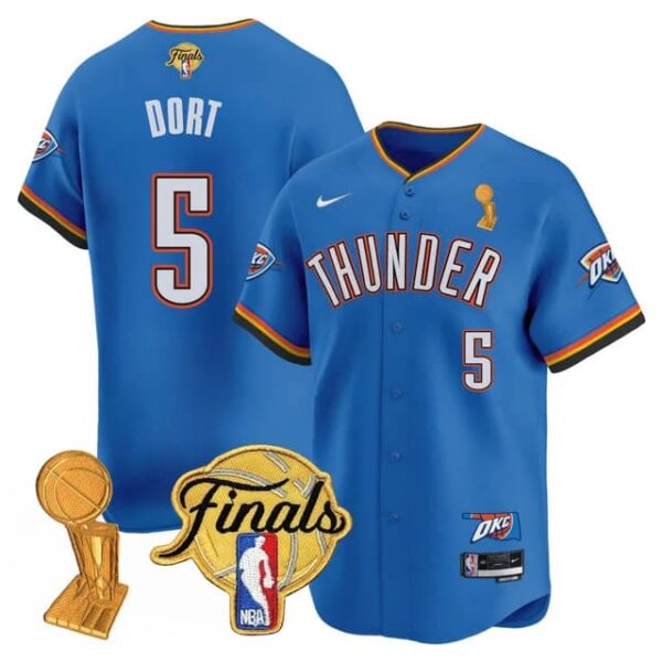 Men's Oklahoma City Thunder #5 Luguentz Dort Final Patch Baseball Jersey All Stitched