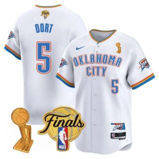 Men's Oklahoma City Thunder #5 Luguentz Dort Final Patch Baseball Jersey All Stitched