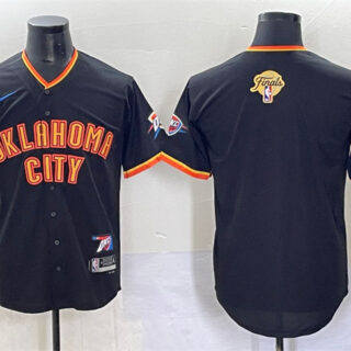 Men's Oklahoma City Thunder Blank Black 2025 Finals Vapor Stitched Baseball Jersey
