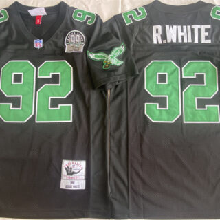 Men's Philadelphia Eagles #92 Reggie White Black Throwback Stitched Football Jersey