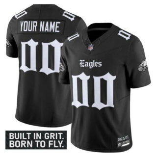 Men's Philadelphia Eagles Active Player Custom Black 2025 F.U.S.E. 'Gothic Philly Edition' Vapor Limited Stitched Football Jersey