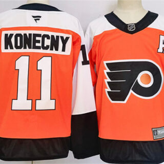 Men's Philadelphia Flyers #11 Travis Konecny Orange 2024 Stitched Jersey