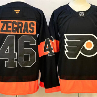 Men's Philadelphia Flyers #46 Trevor Zegras Black 2024 Stitched Jersey