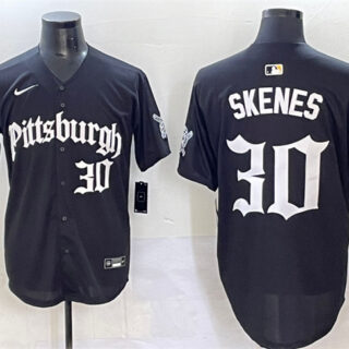 Men's Pittsburgh Pirates #30 Paul Skenes Black 'Gothic Steel City Edition' Vapor Limited Stitched Baseball Jersey