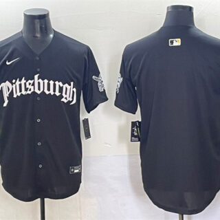 Men's Pittsburgh Pirates Blank Black 'Gothic Steel City Edition' Vapor Limited Stitched Baseball Jersey