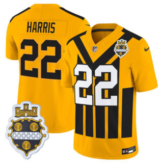 Men's Pittsburgh Steelers #22 Najee Harris Gold 1933 F.U.S.E. Throwback Alternate Football Stitched Football Jersey