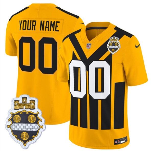 Men's Pittsburgh Steelers Active Player Custom Gold 1933 F.U.S.E. Throwback Alternate Football Stitched Football uaJersey com