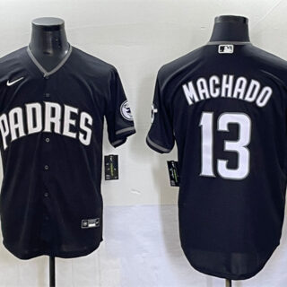 Men's San Diego Padres #13 Manny Machado Black Stitched Baseball Jersey