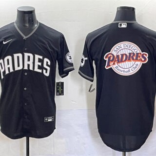 Men's San Diego Padres Team Big Logo Black Stitched Baseball Jerseys