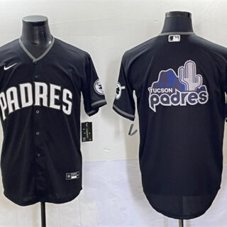 Men's San Diego Padres Team Big Logo Black Stitched Baseball Jersey