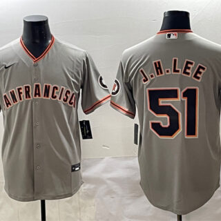 Men's San Francisco Giants #51 Jung Hoo Lee Grey Cool Base Stitched Baseball Jersey