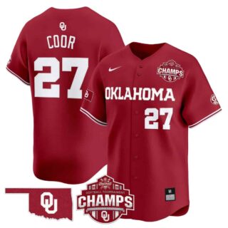 Men's Oklahoma Sooners #27 Hannah Coor 2025 SEC Softball Conference Tournament Champions Patch Vapor Premier Limited Jersey All Stitched