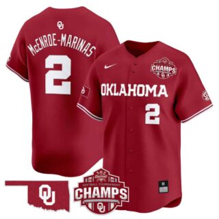 Men's Oklahoma Sooners #2 McEnroe-Marinas 2025 SEC Softball Conference Tournament Champions Patch Vapor Premier Limited Jersey All Stitched