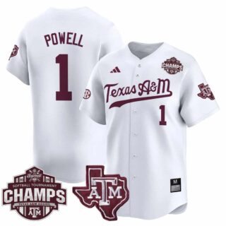 Men's Texas A&M Aggies #1 Kennedy Powell 2025 SEC Softball Conference Tournament Champions Patch Vapor Premier Limited Jersey All Stitched