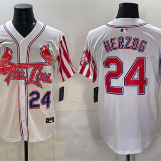 Men's St.Louis Cardinals #24 Whitey Herzog White Independence Day Vapor Premier Limited Stitched Baseball Jersey
