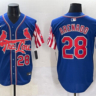 Men's St.Louis Cardinals #28 Nolan Arenado Royal Independence Day Vapor Premier Limited Stitched Baseball Jersey