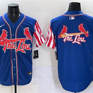 Men's St.Louis Cardinals Team Big Logo Royal Independence Day Vapor Premier Limited Stitched Baseball Jersey